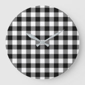Simple Monochrome Buffalo Plaid Pattern Grote Klok (Voorkant)