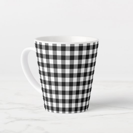 Simple Monochrome Buffalo Plaid Pattern Latte Mok (Linkerhoek)
