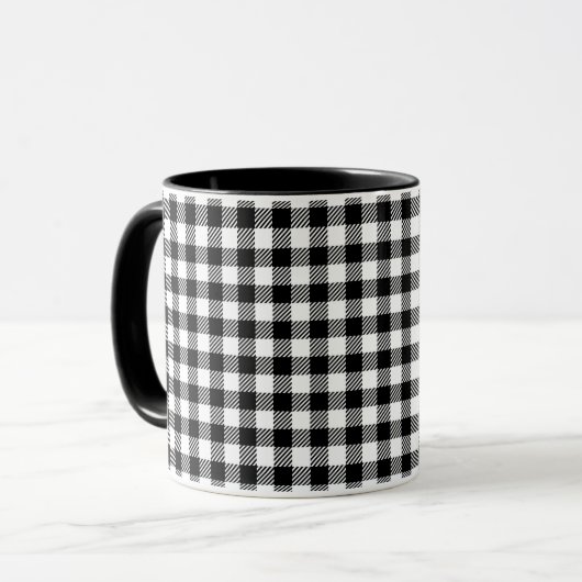 Simple Monochrome Buffalo Plaid Pattern Mok (Voorkant links)