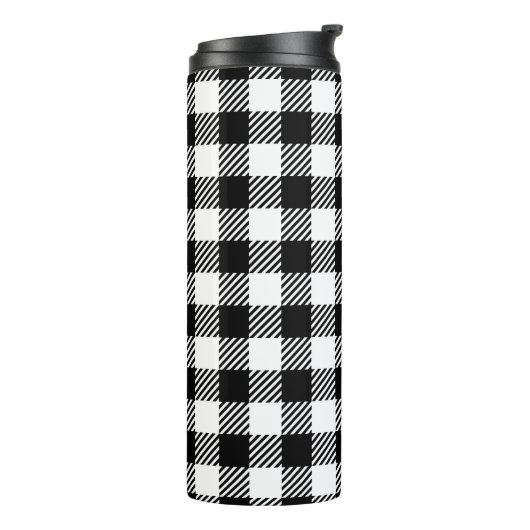 Simple Monochrome Buffalo Plaid Pattern Thermosbeker (Gedraaid links)