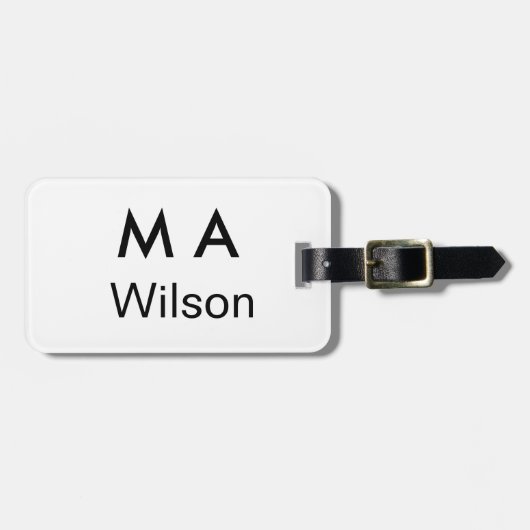 Simple monogram add your name letter man minimal bagagelabel (Voorkant horizontaal)