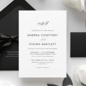 Simple Monogram Black and White Wedding Kaart