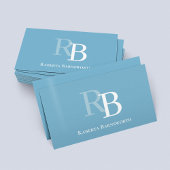 Simple Monogram Blue QR Code | Connect with Me Visitekaartje