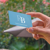 Simple Monogram Blue QR Code | Connect with Me Visitekaartje