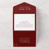 Simple Monogram Burgundy Marsala Foto Weddenschap All In One Uitnodiging (Buitenkant)