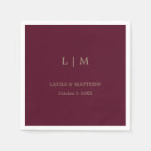 Simple Monogram Burgundy Wedding Servet (Voorkant)