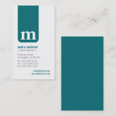 Simple Monogram Designer Visitekaartje (blauwgroen (Voorkant / Achterkant)