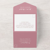 Simple Monogram Dusty Roos Photo Wedding All In One Uitnodiging (Buitenkant)