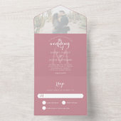 Simple Monogram Dusty Roos Photo Wedding All In One Uitnodiging (Binnen)
