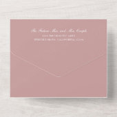 Simple Monogram Elegant Dusty Roos Wedding All In One Uitnodiging (Achterkant)