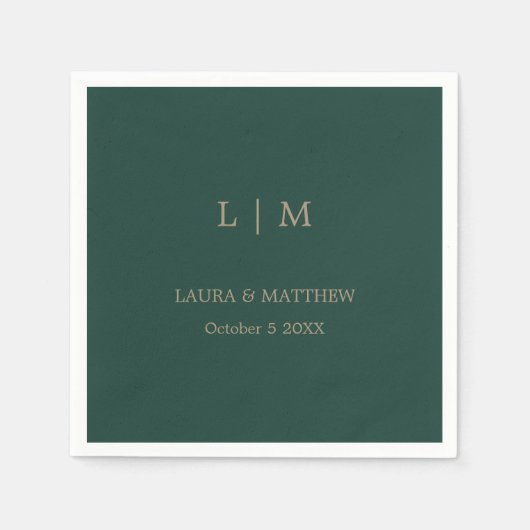 Simple Monogram Emerald Green Wedding Servet (Voorkant)