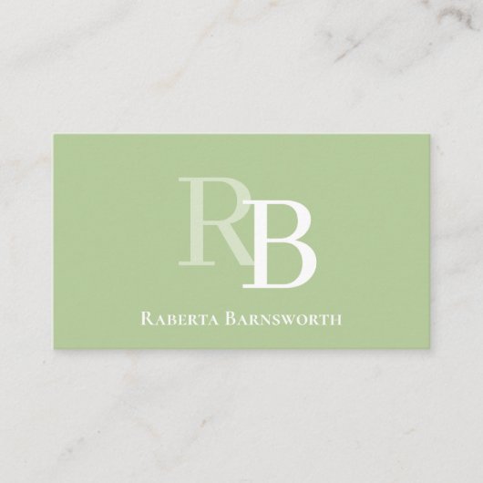 Simple Monogram Green QR Code | Connect with Me Visitekaartje (Voorkant)