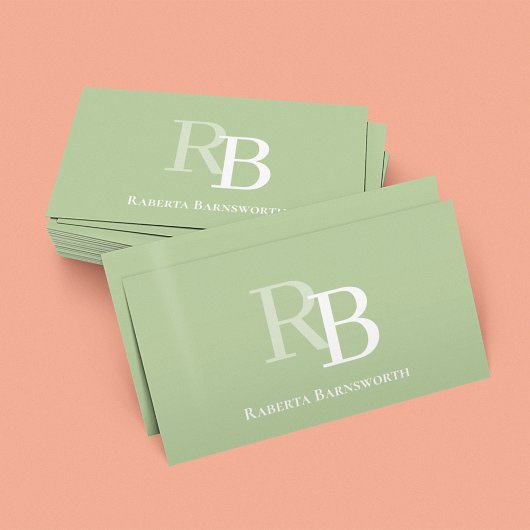 Simple Monogram Green QR Code | Connect with Me Visitekaartje