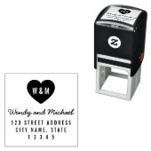Simple Monogram Heart Couple Weddenschap Zelfinktende Stempel (In situ)