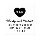 Simple Monogram Heart Couple Weddenschap Zelfinktende Stempel (Design)
