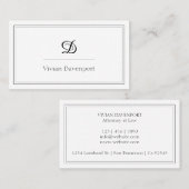 Simple Monogram Initiaal Black en White Elegant Visitekaartje (Voorkant / Achterkant)