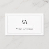 Simple Monogram Initiaal Black en White Elegant Visitekaartje (Voorkant)