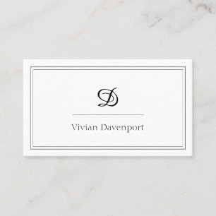 Simple Monogram Initiaal Black en White Elegant Visitekaartje