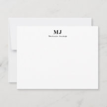 Simple Monogram Initiaal Name Note Card