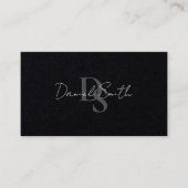 Simple Monogram Initial QRcode Premium Black Paper Visitekaartje (Voorkant)