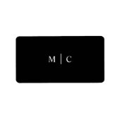 Simple Monogram Initialen Black Favor Sticker (Voorkant)