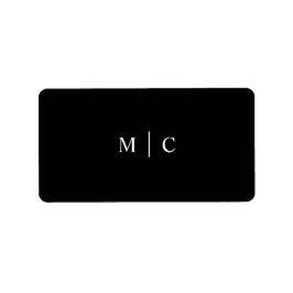 Simple Monogram Initialen Black Favor Sticker