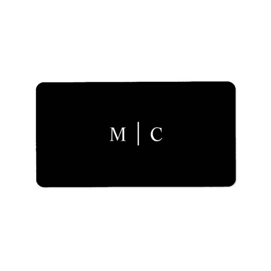 Simple Monogram Initialen Black Favor Sticker (Voorkant)
