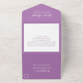 Simple Monogram Lavender Paars Photo Wedding All In One Uitnodiging (Buitenkant)