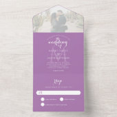 Simple Monogram Lavender Paars Photo Wedding All In One Uitnodiging (Binnen)
