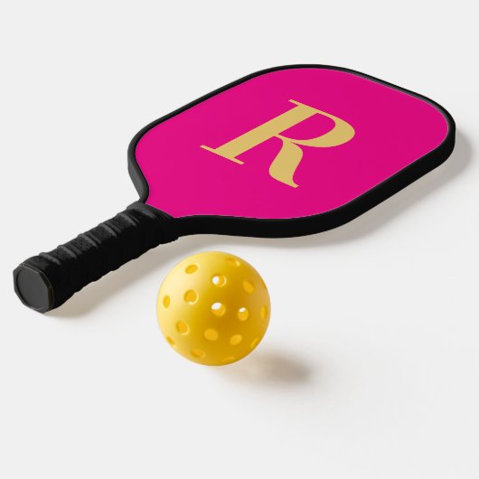 Simple Monogram Modern Hot Pink Pickleball Paddle (Laag 2)