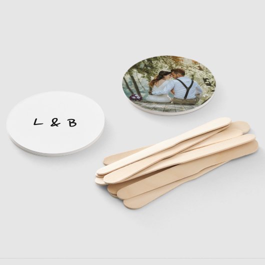 Simple Monogram Modern Photo Wedding Handwaaier (Niet-gemonteerd)