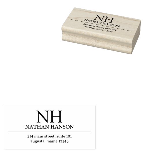 Simple Monogram Modern Rubberstempel (Gestempeld)