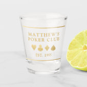 Simple Monogram Name Poker Club Card Suite Shot Glas (Voorkant)