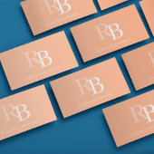 Simple Monogram Peach QR Code | Connect with Me Visitekaartje