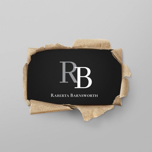 Simple Monogram QR Code Black | Connect with Me Visitekaartje