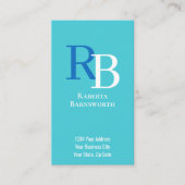 Simple Monogram QR Code Blue | Connect with Me Visitekaartje (Voorkant)