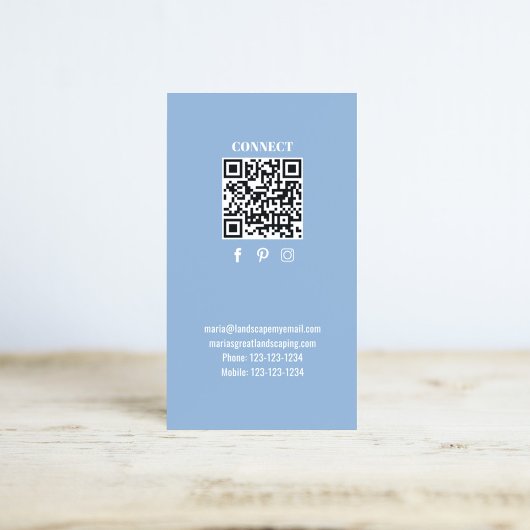 Simple Monogram QR Code Blue | Connect with Me Visitekaartje