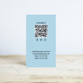 Simple Monogram QR Code Blue | Connect with Me Visitekaartje
