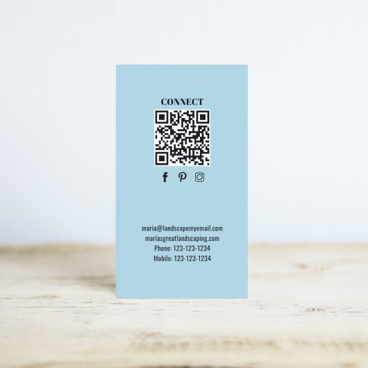 Simple Monogram QR Code Blue | Connect with Me Visitekaartje