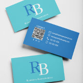 Simple Monogram QR Code Blue | Connect with Me Visitekaartje