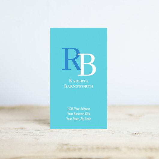 Simple Monogram QR Code Blue | Connect with Me Visitekaartje