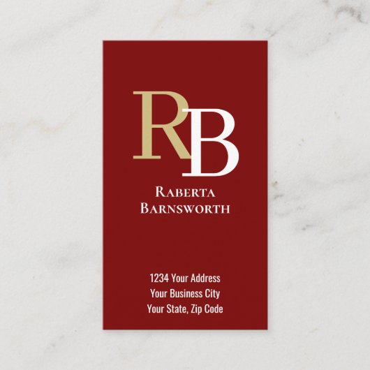 Simple Monogram QR Code Burgundy | Connect with Me Visitekaartje (Voorkant)