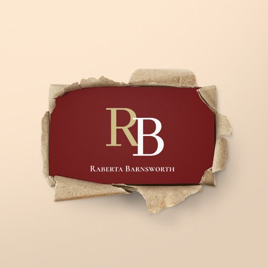 Simple Monogram QR Code Burgundy | Connect with Me Visitekaartje