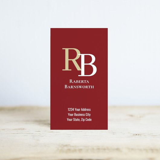 Simple Monogram QR Code Burgundy | Connect with Me Visitekaartje