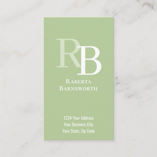 Simple Monogram QR Code Green | Connect with Me Visitekaartje (Voorkant)