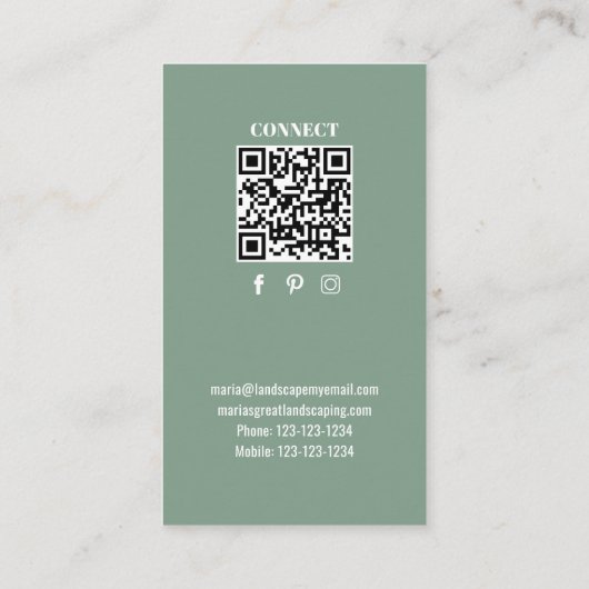 Simple Monogram QR Code Green | Connect with Me Visitekaartje (Achterkant)