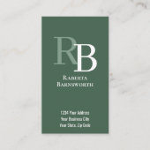 Simple Monogram QR Code Green | Connect with Me Visitekaartje (Voorkant)