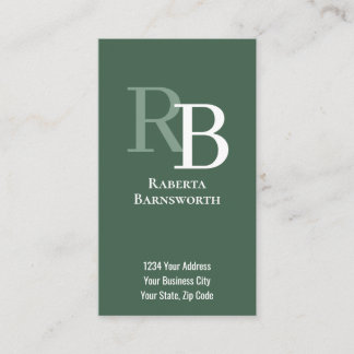 Simple Monogram QR Code Green | Connect with Me Visitekaartje