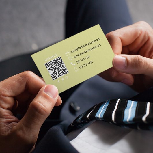 Simple Monogram QR Code Orange | Connect with Me Visitekaartje