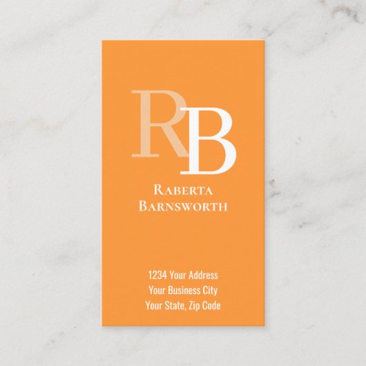 Simple Monogram QR Code Orange | Connect with Me Visitekaartje (Voorkant)